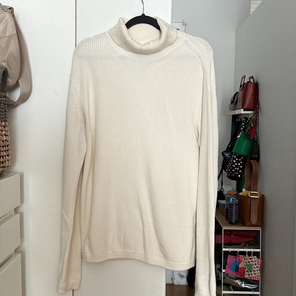 Buck Mason Cream Turtleneck Sweater - Ribbed Knit